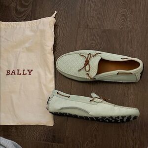 Bally Men's Mint Green Slip-On Loafers